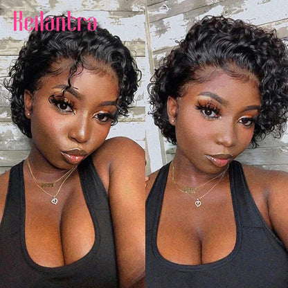 Pixie Cut Wig Human Hair 13x1 Lace Frontal Wigs Human Hair Short Bob Human Hair Wigs For Black Women Lace Front Human Hair Wig - Amazhona 