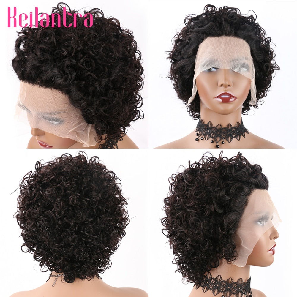 Pixie Cut Wig Human Hair 13x1 Lace Frontal Wigs Human Hair Short Bob Human Hair Wigs For Black Women Lace Front Human Hair Wig - Amazhona 