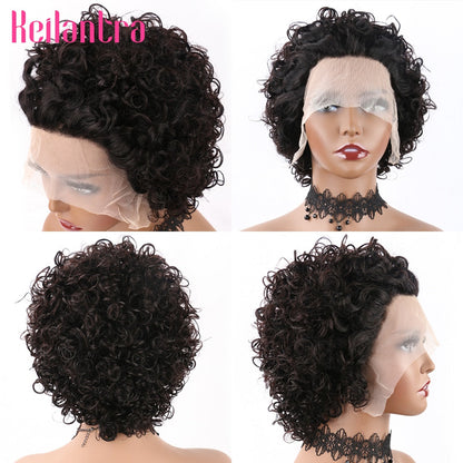 Pixie Cut Wig Human Hair 13x1 Lace Frontal Wigs Human Hair Short Bob Human Hair Wigs For Black Women Lace Front Human Hair Wig - Amazhona 