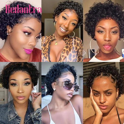 Pixie Cut Wig Human Hair 13x1 Lace Frontal Wigs Human Hair Short Bob Human Hair Wigs For Black Women Lace Front Human Hair Wig - Amazhona 