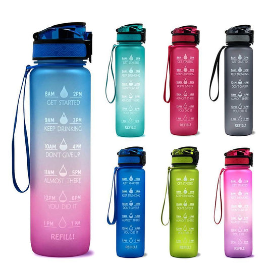 Plastic bottle frosted gradient bouncing cup water bottle sports bottle space cup travel cup - Amazhona 