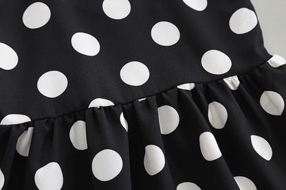 Polka Dot Suspender Dress Shorts Two-piece Suit - Amazhona 