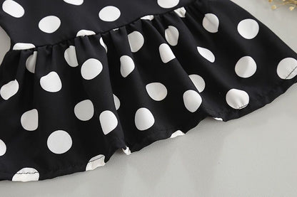 Polka Dot Suspender Dress Shorts Two-piece Suit - Amazhona 