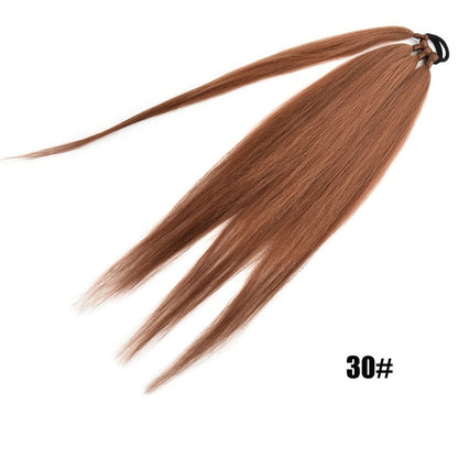 Ponytail Extensions Synthetic Boxing Braids Wrap Around Chignon Tail With Rubber Band Hair Ring 26 Inch Brown Ombre Braid DIY - Amazhona 