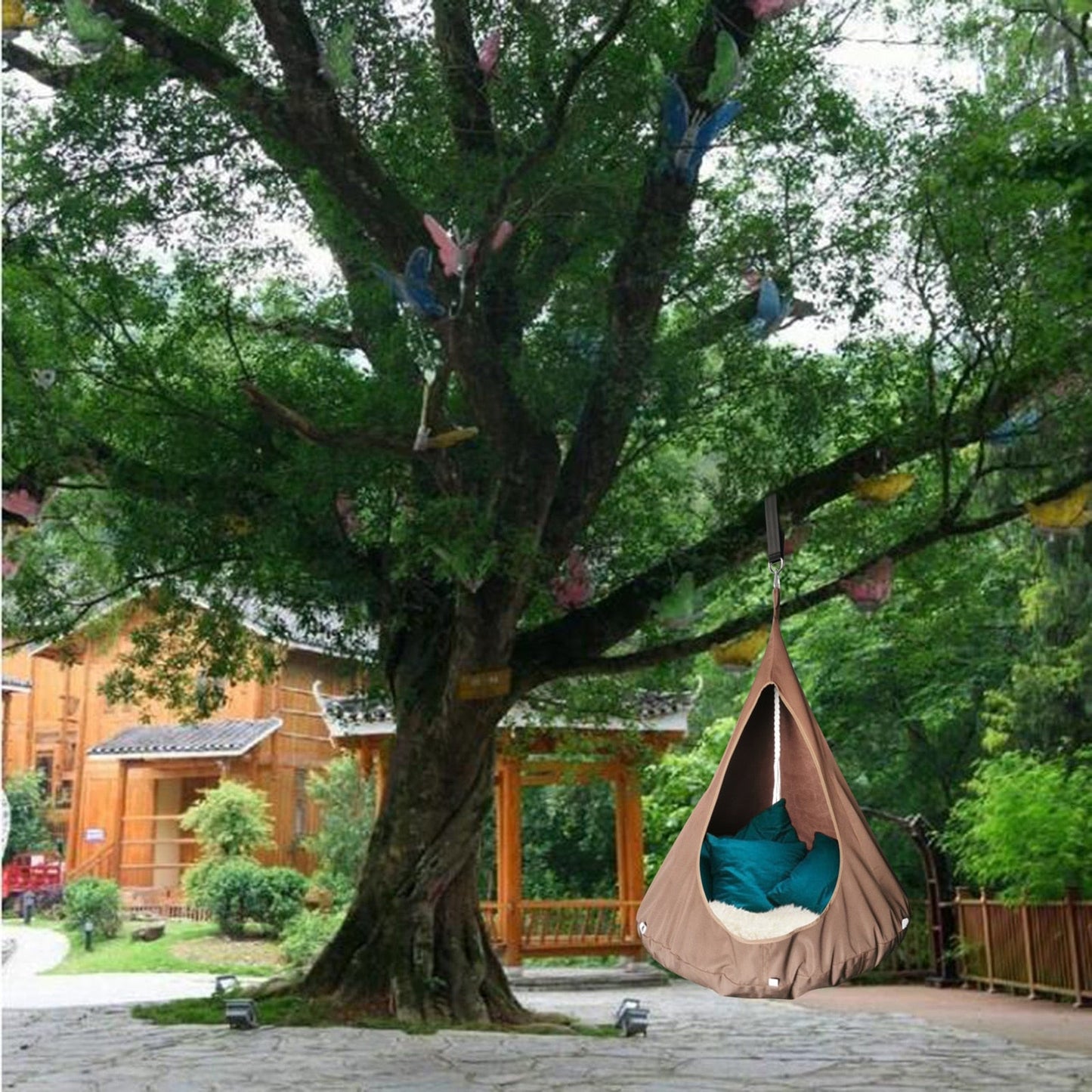 Portable Flying Saucer Hammock Chair Couch Kids Garden Patio Tree Swing - Amazhona 