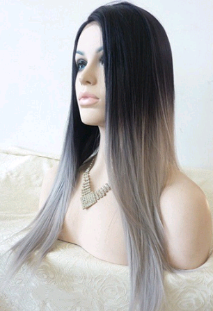 Premium Fibre Ombre Gray Wig - Amazhona 