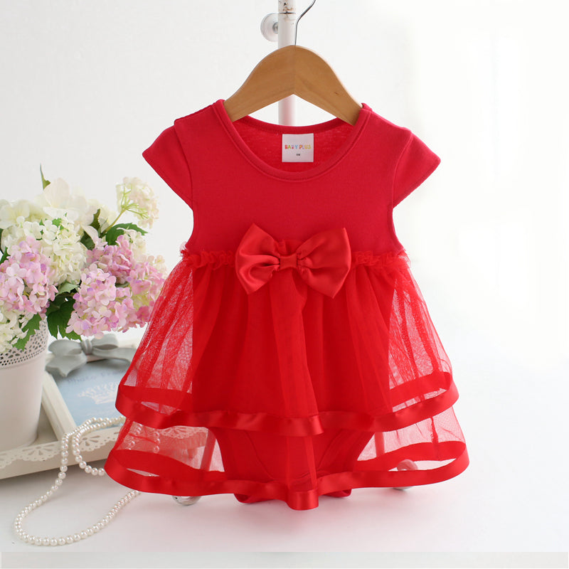 Princess Dress Baby Girl Long Sleeved Cotton Triangle Romper Summer Dress One Piece Dress - Amazhona 