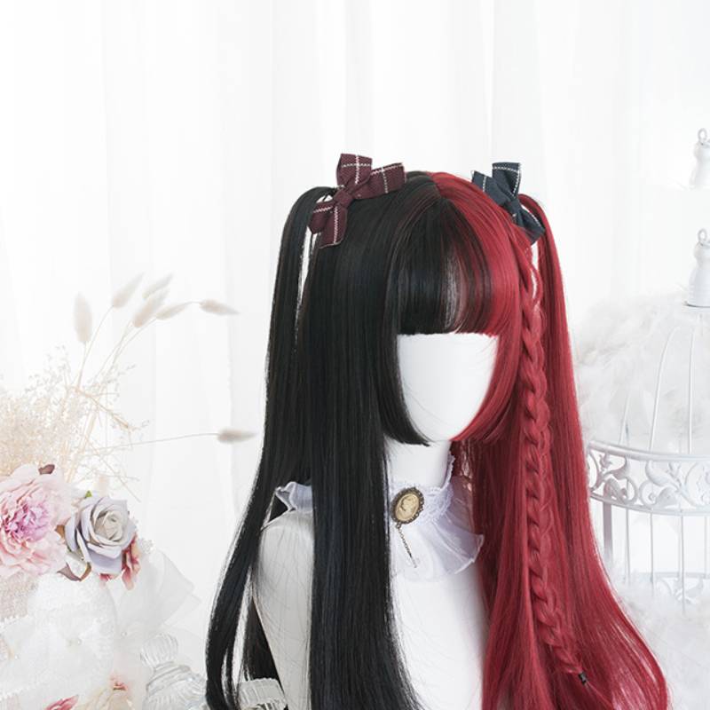 Princess cut long straight hair double ponytail wig - Amazhona 