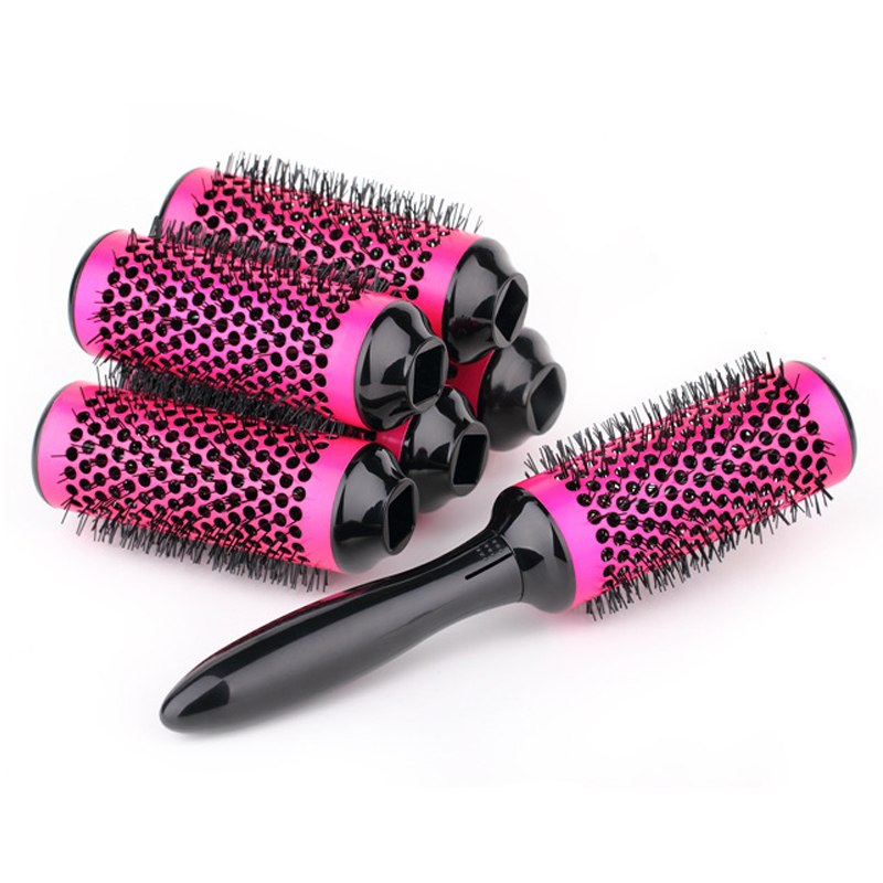 Professional Hair Dressing Brushes High Temperature Resistant Ceramic Iron Round Comb Beauty Hair Makeup Tool 50mm 6pcs/set - Amazhona 