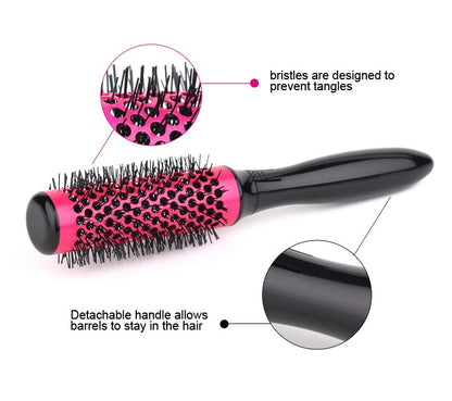 Professional Hair Dressing Brushes High Temperature Resistant Ceramic Iron Round Comb Beauty Hair Makeup Tool 50mm 6pcs/set - Amazhona 