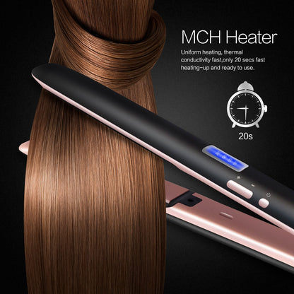 Professional Hair Straightener 2in1 Flat Iron Curling Straight Hair Fast Ceramic Heating - Amazhona 