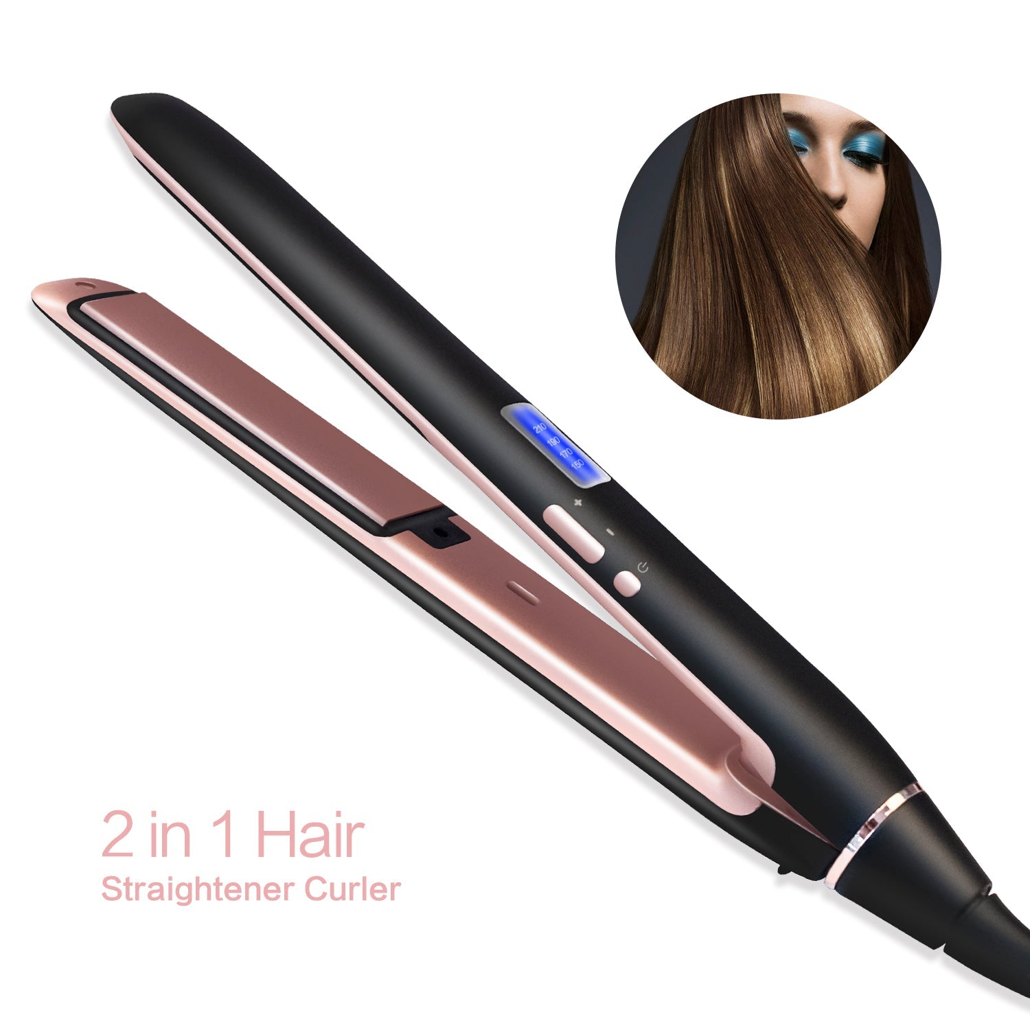 Professional Hair Straightener 2in1 Flat Iron Curling Straight Hair Fast Ceramic Heating - Amazhona 