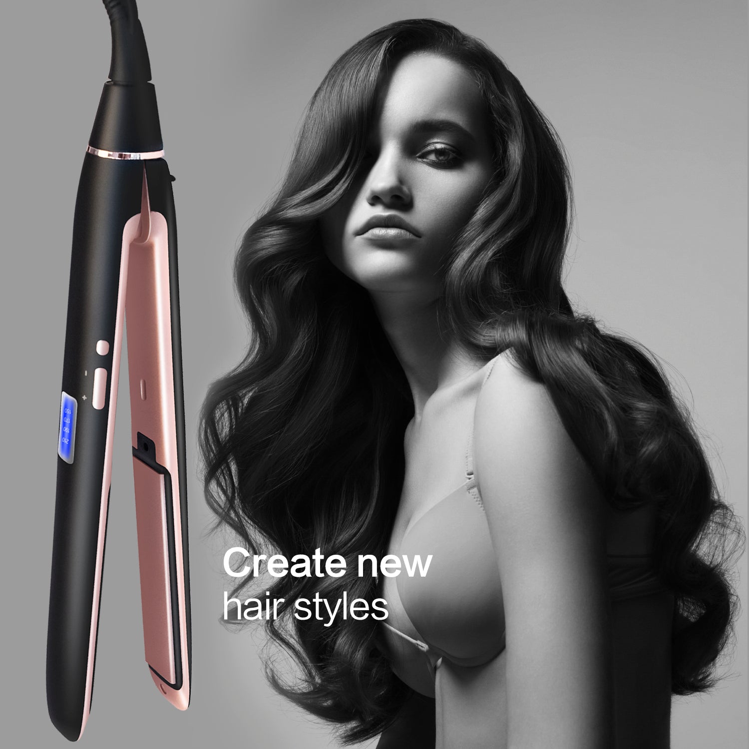 Professional Hair Straightener 2in1 Flat Iron Curling Straight Hair Fast Ceramic Heating - Amazhona 