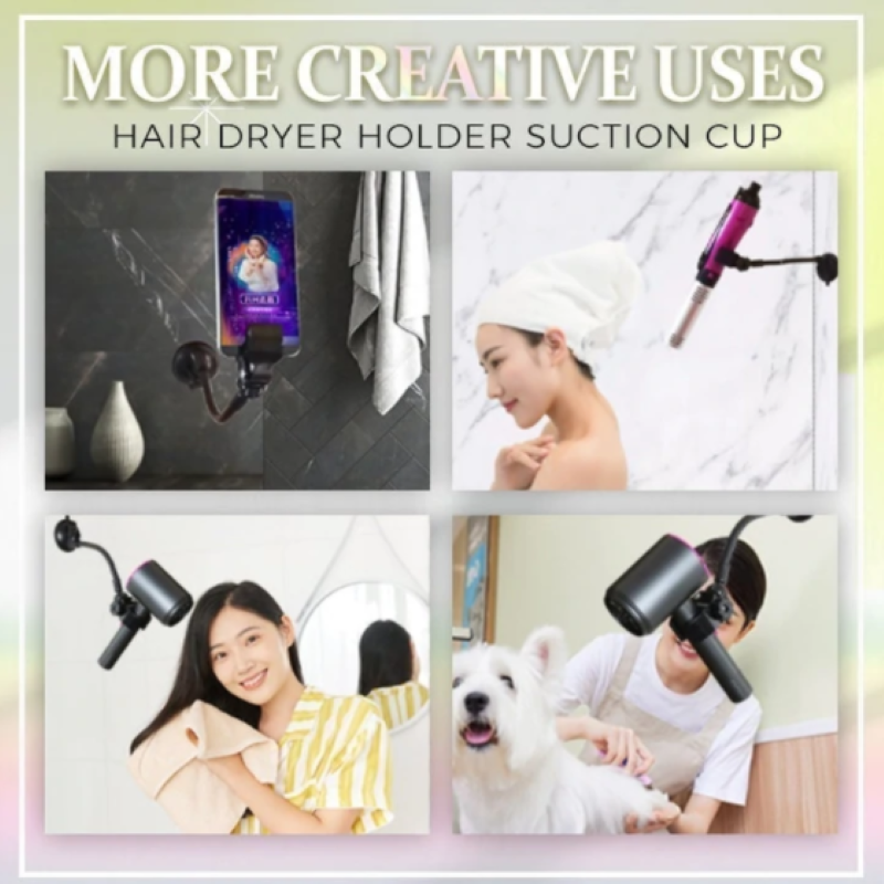 Punch-free Bathroom Hair Dryer Bracket Suction Cup - Amazhona 