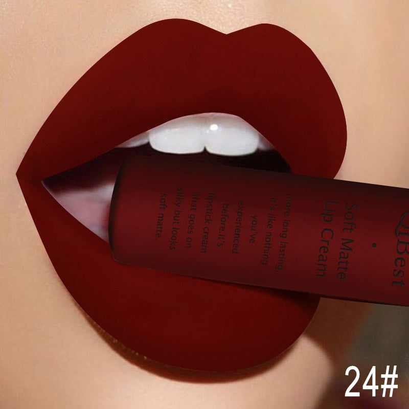 QIBEST Matte Liquid Lipstick Waterproof Long Lasting Velvet Mate Nude Red Lip Gloss Lint Tube Makeup Cosmetic Lipsticks Lipgloss - Amazhona 