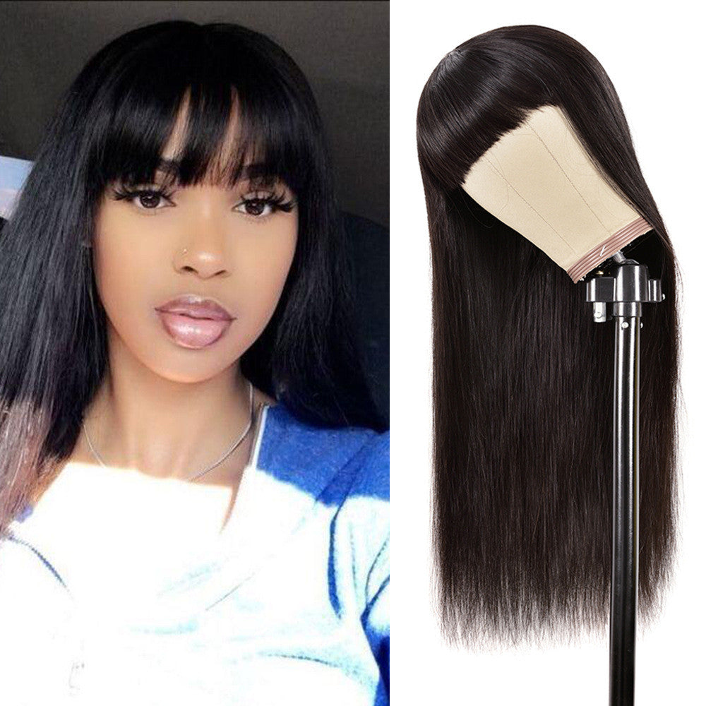 Qi Bangs Headgear Upside Down Real Human Hair - Amazhona 