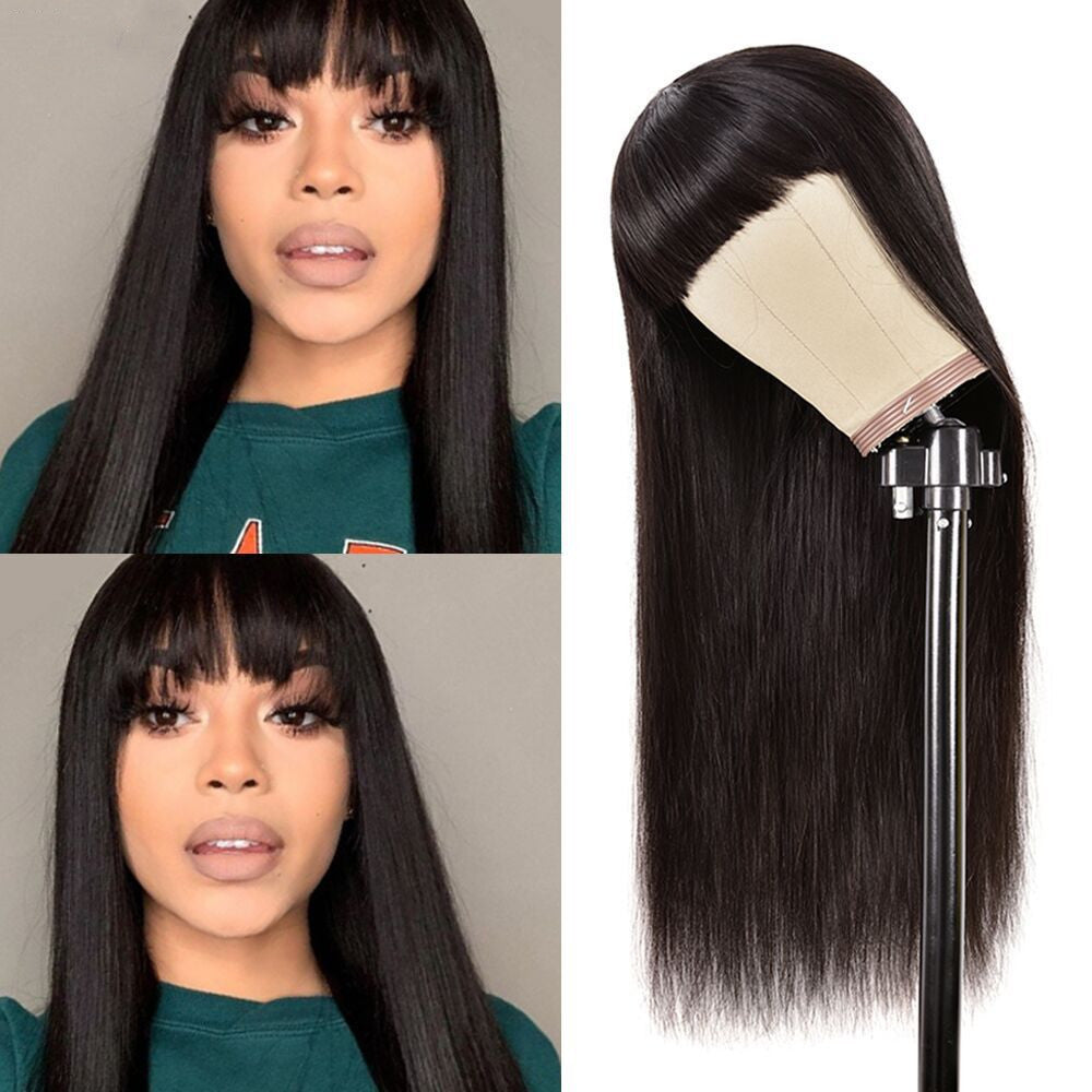 Qi Bangs Headgear Upside Down Real Human Hair - Amazhona 