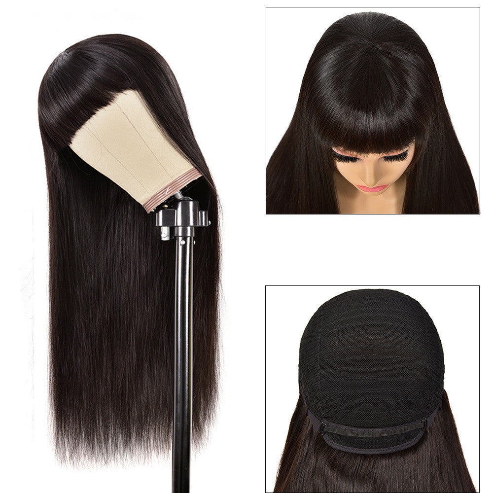 Qi Bangs Headgear Upside Down Real Human Hair - Amazhona 