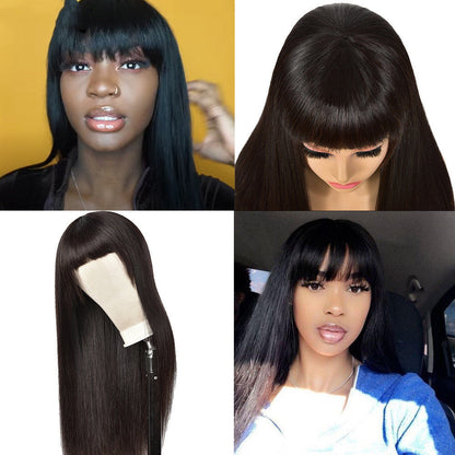 Qi Bangs Headgear Upside Down Real Human Hair - Amazhona 