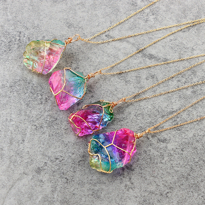 Rainbow Quartz Crystal Necklace - Amazhona 