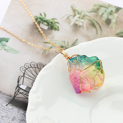 Rainbow Quartz Crystal Necklace - Amazhona 