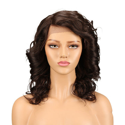 Real Hair Headgear Women Hair Stitch Lace Wig Long Curly Hair - Amazhona 