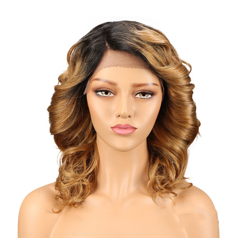 Real Hair Headgear Women Hair Stitch Lace Wig Long Curly Hair - Amazhona 