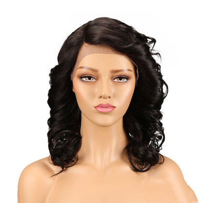 Real Hair Headgear Women Hair Stitch Lace Wig Long Curly Hair - Amazhona 