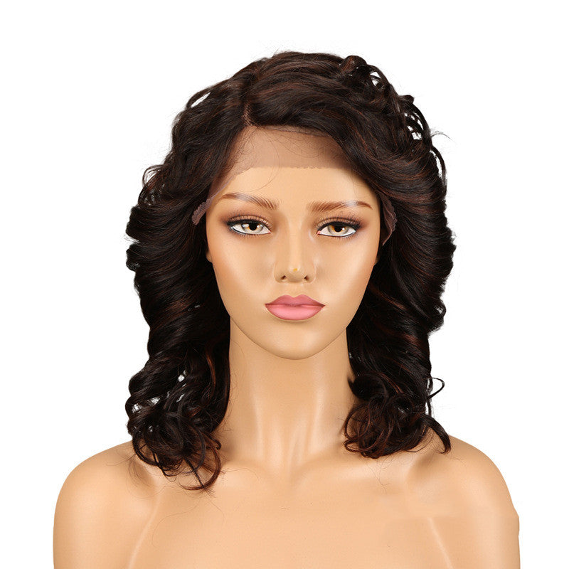 Real Hair Headgear Women Hair Stitch Lace Wig Long Curly Hair - Amazhona 