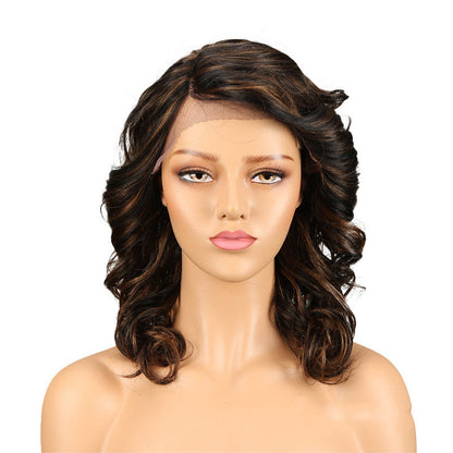 Real Hair Headgear Women Hair Stitch Lace Wig Long Curly Hair - Amazhona 