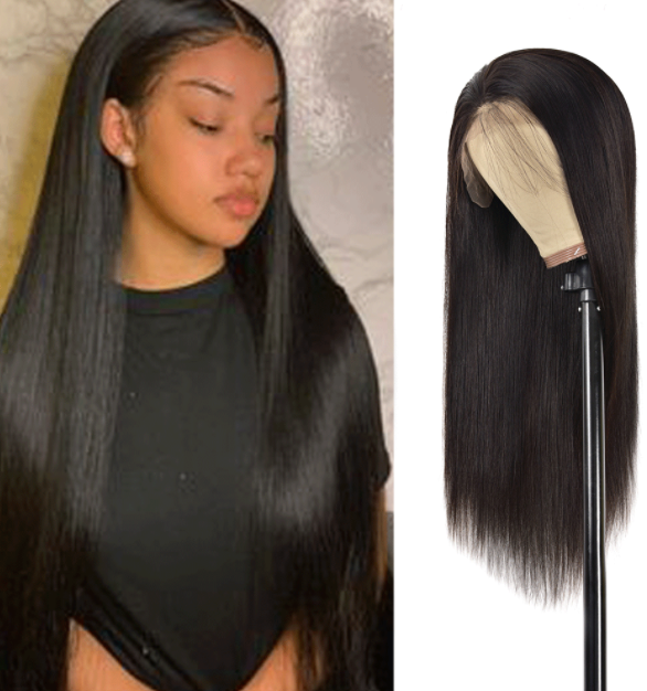 Real Human Hair Smooth Hair Wig T-Shaped Front Lace Headgear - Amazhona 