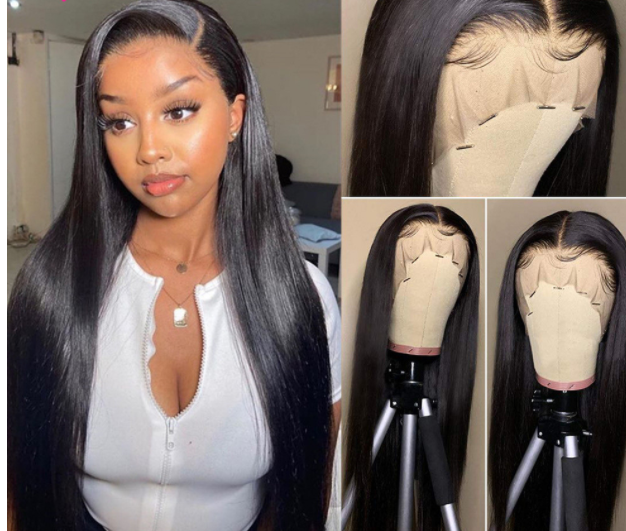 Real Human Hair Smooth Hair Wig T-Shaped Front Lace Headgear - Amazhona 