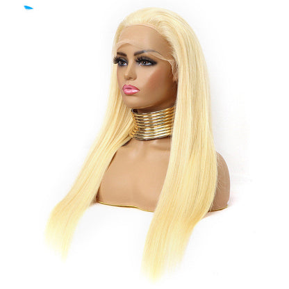 Reality golden long straight lace headgear - Amazhona 