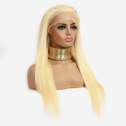 Reality golden long straight lace headgear - Amazhona 