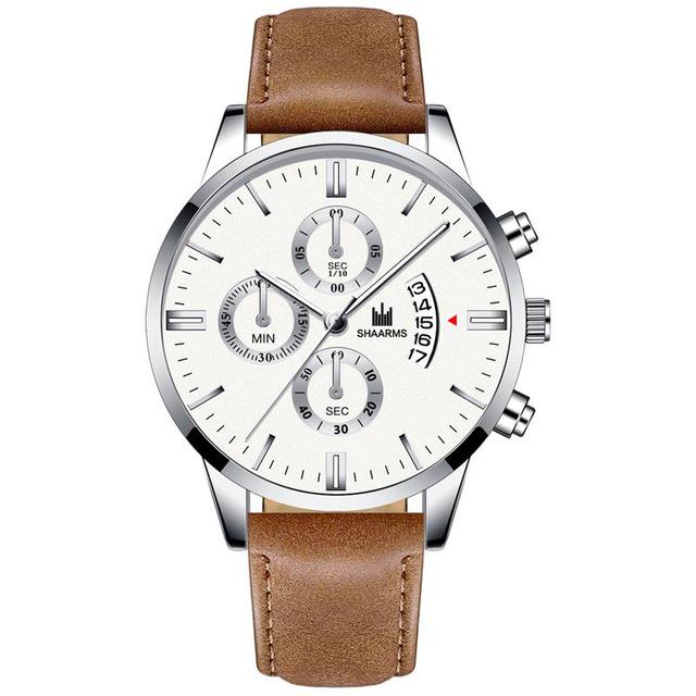 Relogio Masculino watches men fashion Sport box stainless steel leather band watch Quartz business wristwatch Reloj Hombre 2019 - Amazhona 