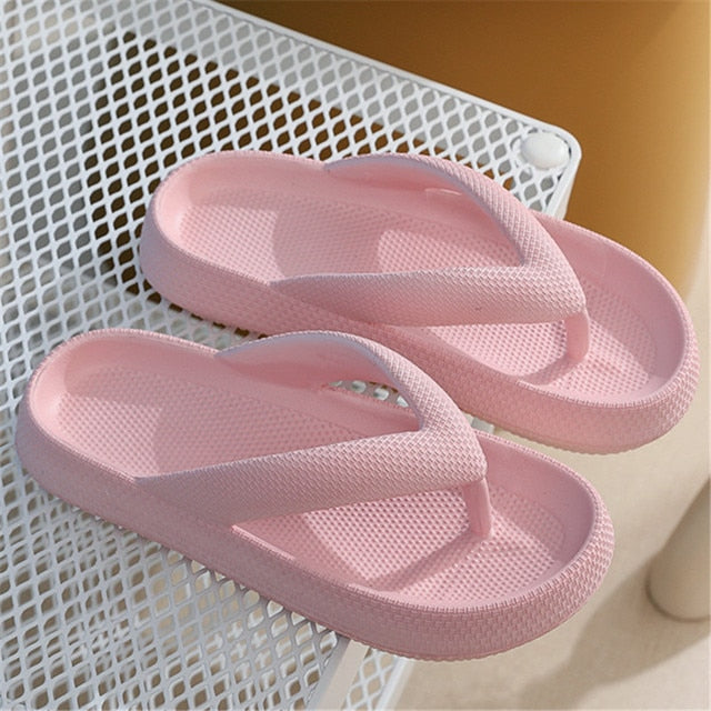 Rimocy Soft Sole Platform Flip Flops Women Clip Toe Eva Non-Slip Cloud Slippers Woman 2022 Summer Thick Bottom Bathroom Slides - Amazhona 