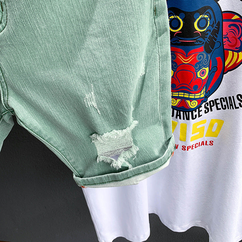 Ripped denim shorts - Amazhona 