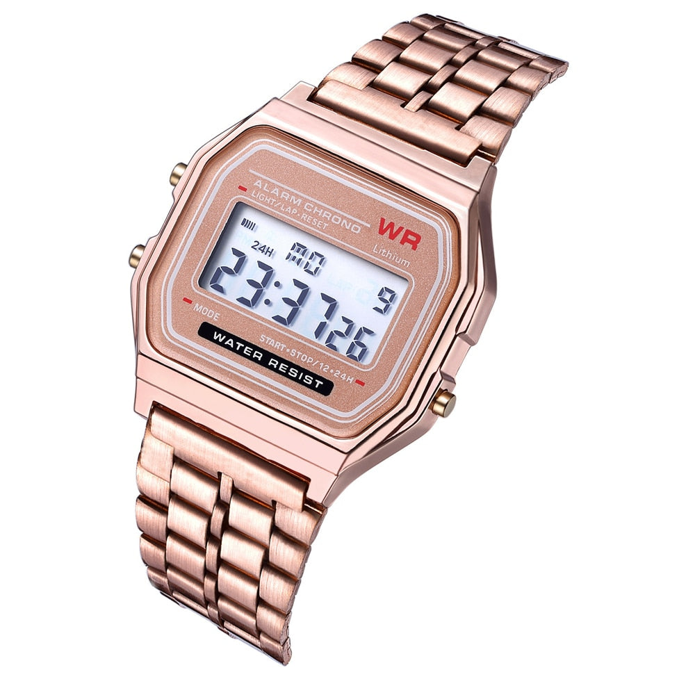 Rose Gold Silver Watches Men Women Electronic Digital Display Retro Style Clock  Relogio Masculin Reloj Hombre homme - Amazhona 