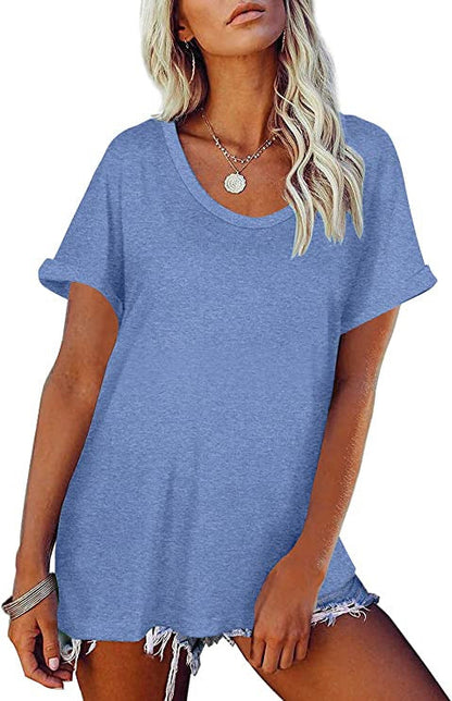 Round Neck Casual Loose Women's Dress - Amazhona 