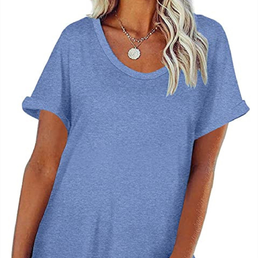 Round Neck Casual Loose Women's Dress - Amazhona 