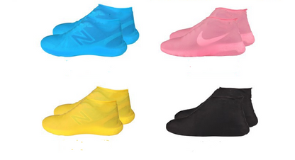 Rubber Anti-slip Waterproof Shoe Cover Reusable Rain Boot Motorcycle Bike Overshoe Blue Yellow for Men Women - Amazhona 