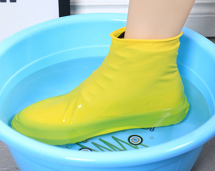 Rubber Anti-slip Waterproof Shoe Cover Reusable Rain Boot Motorcycle Bike Overshoe Blue Yellow for Men Women - Amazhona 