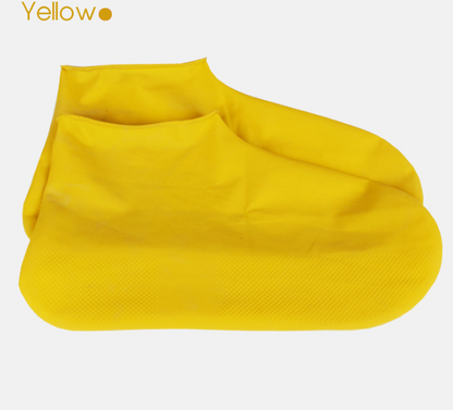 Rubber Anti-slip Waterproof Shoe Cover Reusable Rain Boot Motorcycle Bike Overshoe Blue Yellow for Men Women - Amazhona 