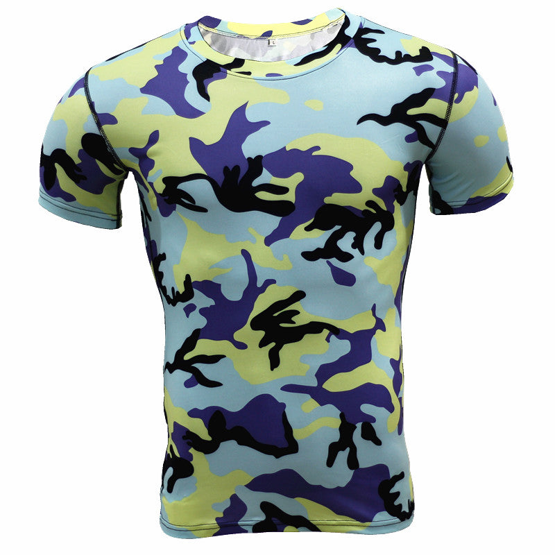 Running Shirt Camouflage T-shirt Fitness Leggings Quick-drying Camouflage - Amazhona 