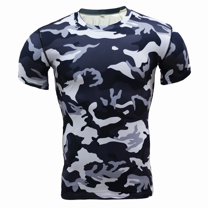 Running Shirt Camouflage T-shirt Fitness Leggings Quick-drying Camouflage - Amazhona 