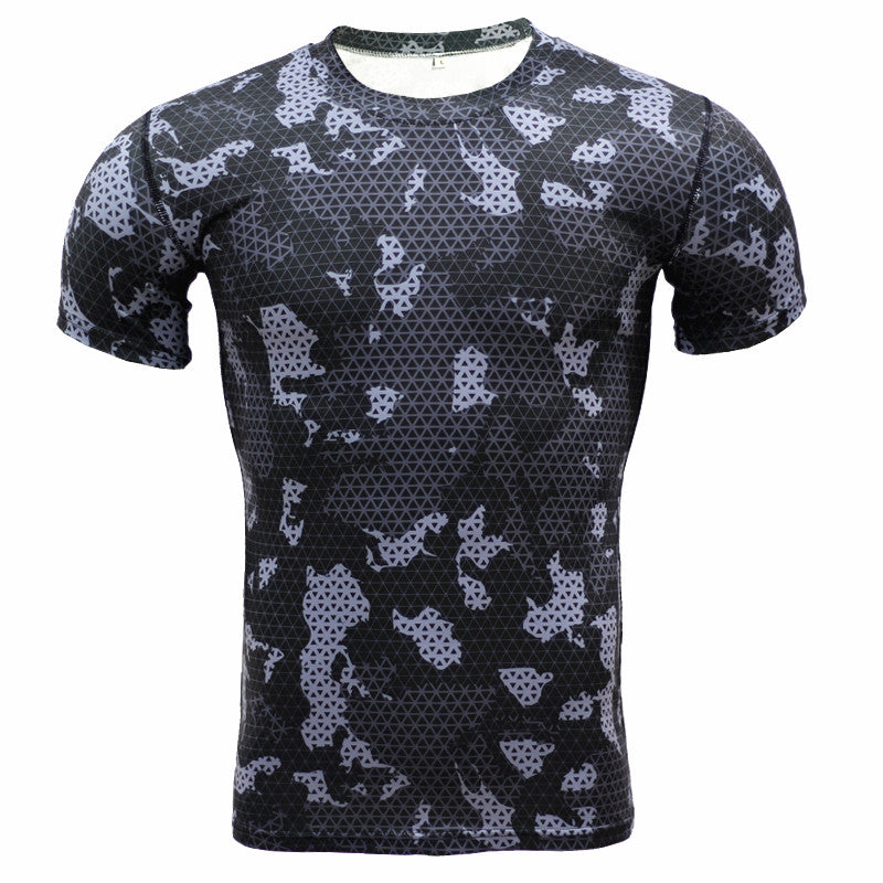 Running Shirt Camouflage T-shirt Fitness Leggings Quick-drying Camouflage - Amazhona 