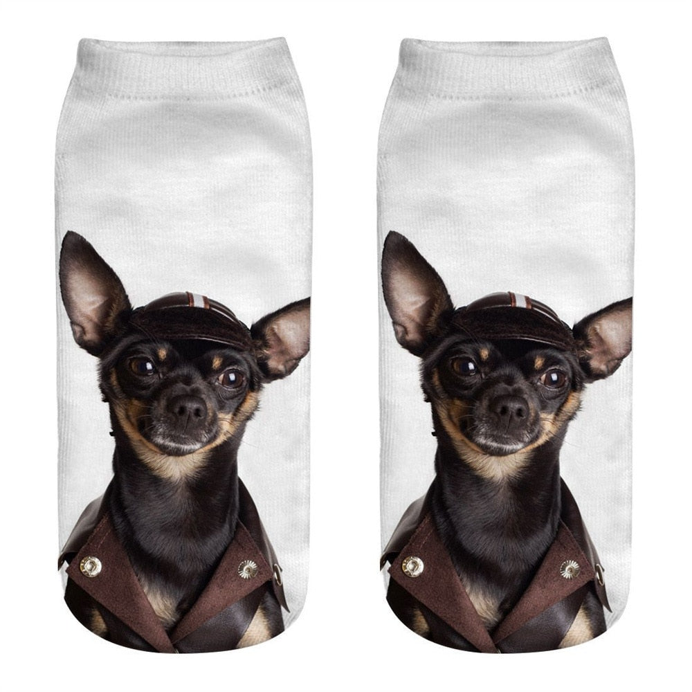 Funny Kawaii 3D Pug Dog Print Short Socks Cotton Fashion Harajuku Hip Hop Cute Japanese Fashion Soft Women Animal Slippers Socks - Amazhona 