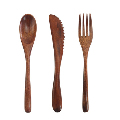 Portable Bamboo Cutlery Set Travel Utensils Biodegradable Wooden Dinnerware Outdoor Flatware Zero Waste Bamboo Tableware Set - Amazhona 