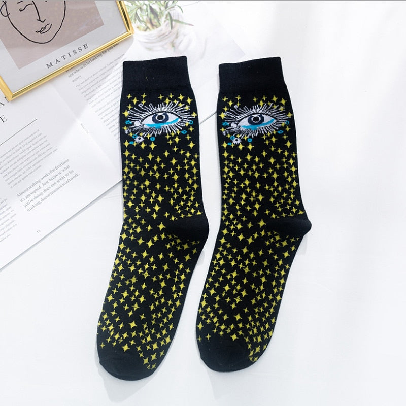 Occident Fashion Colorful Print Socks Women with Mushroom Spring Woman Socks Cotton Calcetines Mujer Meias 010202 - Amazhona 