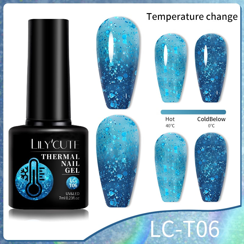 LILYCUTE Temperature Color Changing UV Gel Nail Polish All For Manicure Semi Permanent Soak Off Thermal Nail Art Gel Varnish - Amazhona 